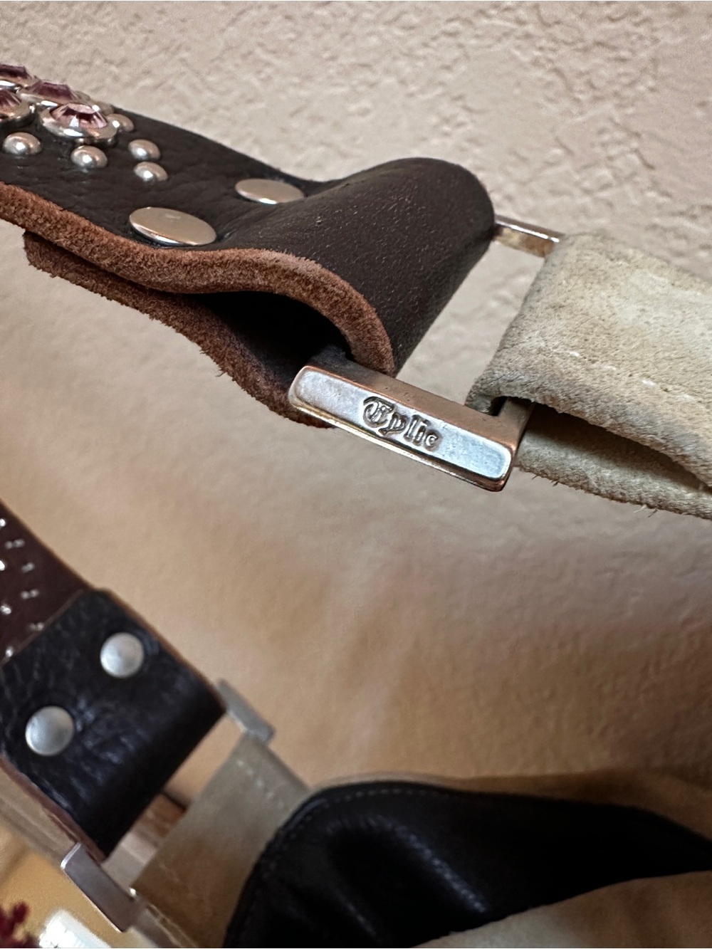 TYLIE MALIBU Suede Bag with Rhinestone Leather Strap Y2K - Picture 4 of 11